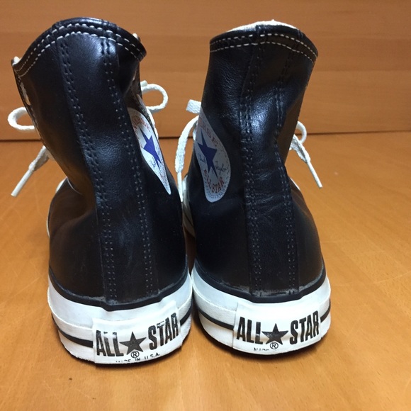 Made in USA Converse Black Leather Size 6.5 - Picture 15 of 15